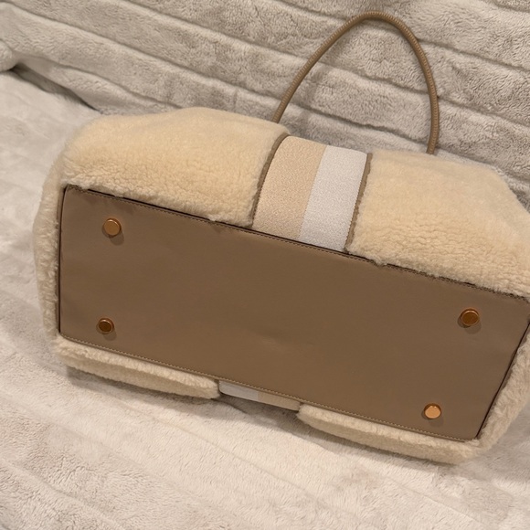 Kate Spade Cream Shearling Tote with Gold Accents - Picture 3 of 5